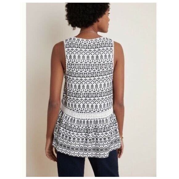 Maeve Anthropologie Cammie Embroidered Eyelet Peplum Tank Top Size M - Picture 4 of 10